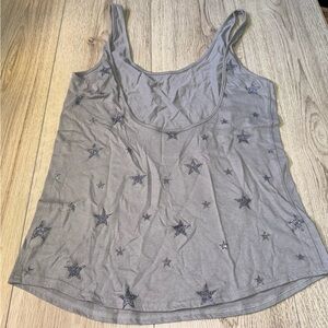 Victoria’s Secret pink silver sequin bling grey gray scoop back tank top shirt